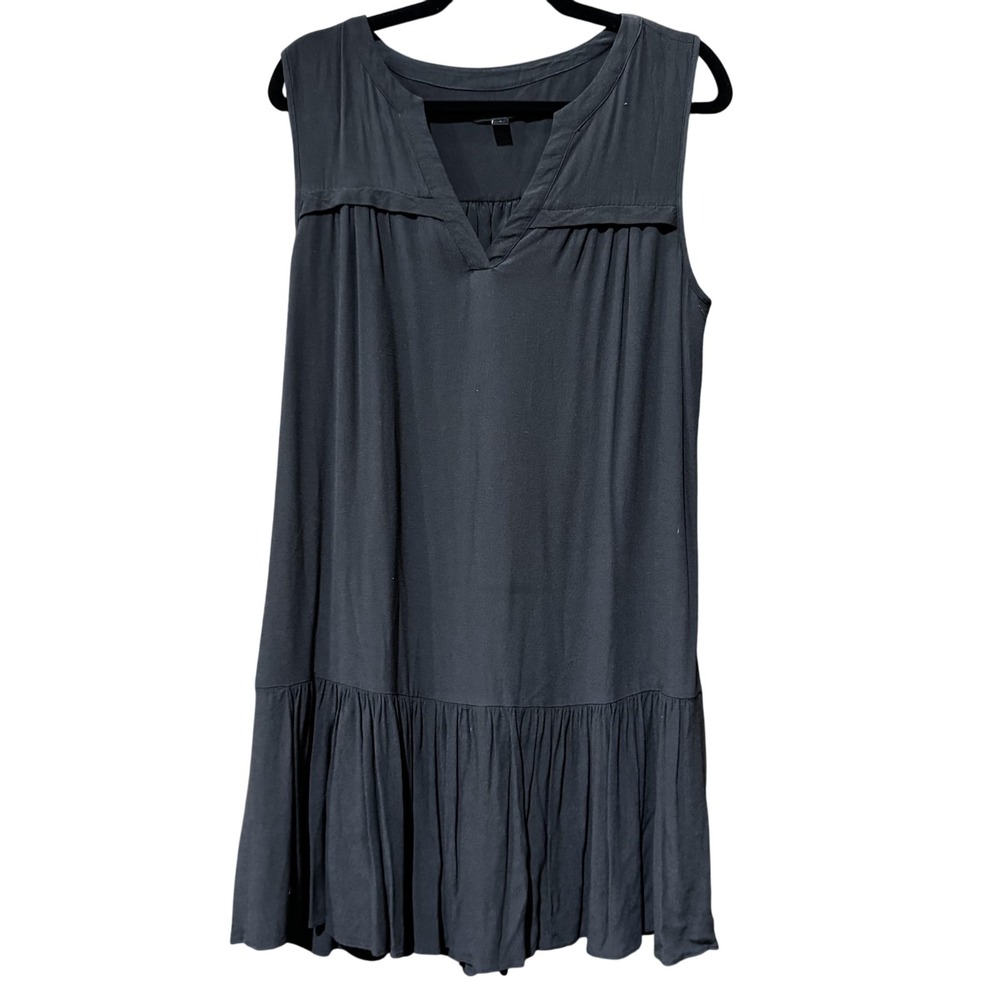 J‎ Crew Dress Womens Small Black Sleeveless V Neck Ruffle Hem Boho Flowy Viscose